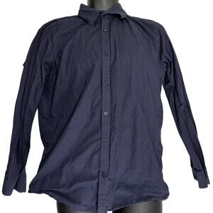 Steel Jelly Shirt Mens Size L Blue All Over Print Button Up Long Sleeve Cotton